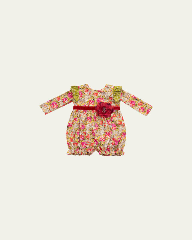 Girl's Wild Bloom Bubble Romper, Size Newborn-24